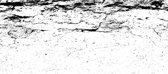 Wall Mural - Cracked Surface Grunge Texture Vector. Uneven Overlay. Distressed Grungy Effect. Vector Illustration.Black Isolated on White Background. EPS 10.