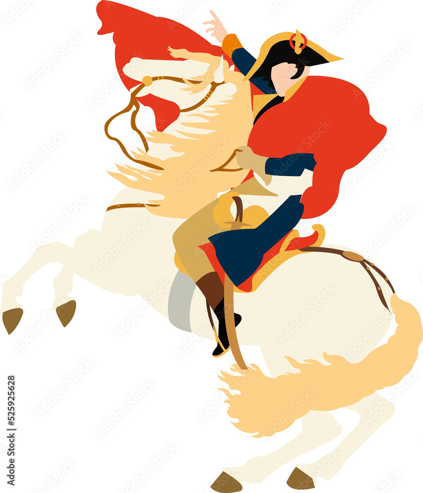 Napoleon Bonaparte 1769-1821 on his horse, in the Alpes mountains Stock ...