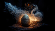 Dragon Eggs.  Mystics In The Middle Ages. Horror Background. Halloween. AI. 