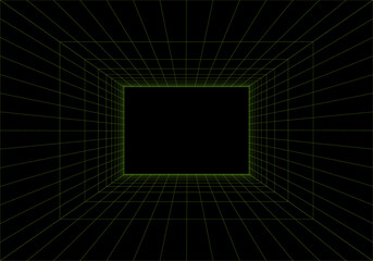 Fototapete - Vector Background with Perspective Grid. Futuristic Metaverse Illustration