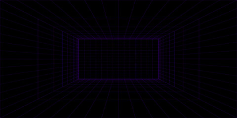 Fototapete - Vector Rectangle with Grid Texture. Abstract Futuristic 3d Concept. Metaverse Illustration