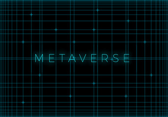Poster - Abstract Metaverse World Map Concept with Neon Lines. Vector Illustration of Virtual Reality. Futuristic VR Universe Pattern