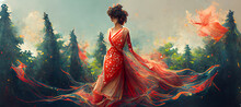 Woman Dress Beauty Fashion Art Illustration Fairy Digital Art Illustration Painting Hyper Realistic