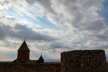 Wall Mural - Ancient walls of the fortified monastery Khor Virap, place of pilgrimage and a holy site for the Armenian Apostolic Church