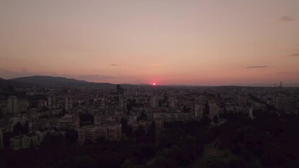 Wall Mural - Beautiful pink sunset over South park, Sofia, Bulgaria