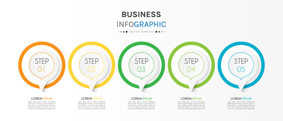 Wall Mural - Business info graphic with step. Template vector design