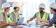 © Sanele Gobinduku/peopleimages.com - Construction, building maintenance and management team collaboration on a teamwork project. Contractor, builder and architect planning a home improvement strategy, vision and architecture logistics