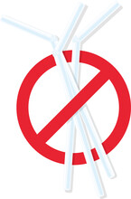 No Plastic Straws Icon.