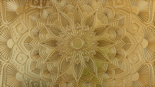 Gold Surface With Extruded Ornate Pattern. Three-dimensional Diwali Celebration Wallpaper.