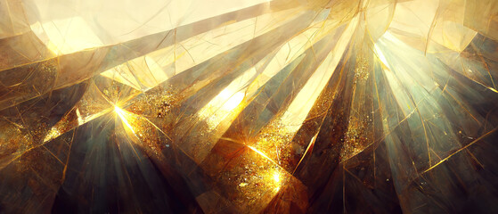 Wall Mural - Abstract golden shapes with light effect background