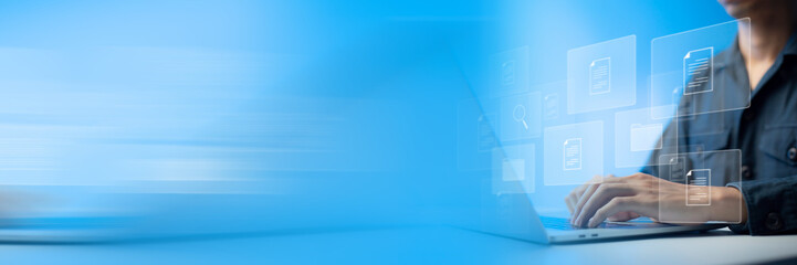 Document Management System (DMS) Online Document Database and automated processes to manage files, and documents in an organization effectively with ERP, enterprise business technology.