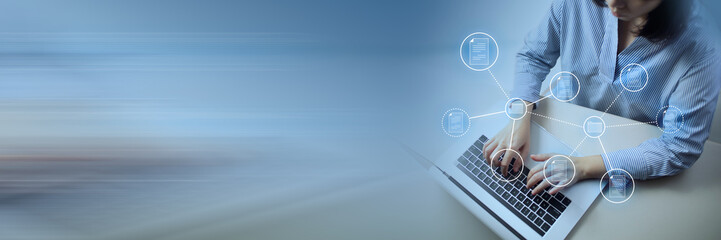 Document Management System (DMS) Online Document Database and automated processes to manage files, and documents in an organization effectively with ERP, enterprise business technology.