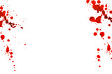 Fototapeta Kwiaty -  bloody splatter. Spots of blood.Halloween frame.Red blood splatter and drops isolated On white background.Crime scene. Murder and crime concept.blood streaks and blood stains in bloody splatter
