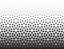 Geometric Pattern Of Black Diamonds On A White Background.Seamless In One Direction.Option With A AVERAGE Fade Out. RAY Method Of Transformation. Rounded Corners