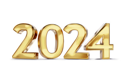 2024 bold letters golden symbol 3d-illustration