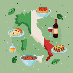 Poster - italian food with map