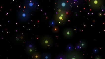 Wall Mural - abstract multi-colored confetti particles in a festive flight. 3d. 4k. isolated black background