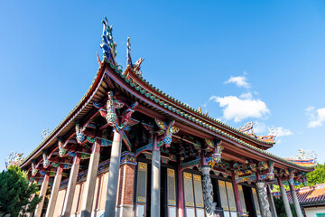 Wall Mural - Old building view of the Confucius Temple in Taipei, Taiwan. This is a historical heritage with a Chinese-style building that is over several hundred years old.