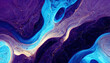 Abstract luxury marble background. Digital art marbling texture. Shades of blue and purple