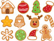 Watercolor Illustration set of Christmas cookies