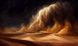Leinwandbild Motiv dramatic sand storm in night  desert, background, digital art