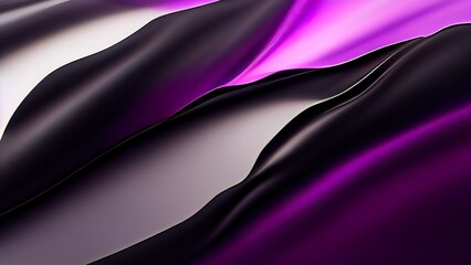 Wall Mural - Purple and black satin texture. Smooth 3d render of cloth, silk fabric. High quality, elegant background with shiny textile. Romantic backdrop, feeling of passion. Modern trendy curves, 4k background.