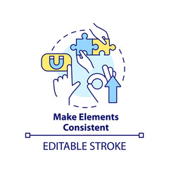 Wall Mural - Make elements consistent concept icon. Website design. Mobile first key element abstract idea thin line illustration. Isolated outline drawing. Editable stroke. Arial, Myriad Pro-Bold fonts used