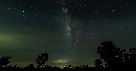 Wall Mural - milky way galaxy exploration through outer space towards glowing milky way galaxy. 4k looping animat