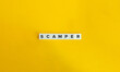 © photoopus - Scamper Acronym and Banner. Letter Tiles on Yellow Background. Minimal Aesthetics.