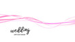 抽象的なピンクの曲線、結婚式のリボン布が流れるベクターイラスト背景素材