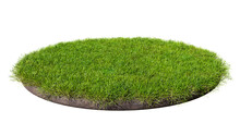 Round Surface Covered With Green Grass Isolated On Transparent Background. 3D Rendering Illustration
