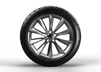 Car wheel isolated on transparent background. 3D rendering illustration