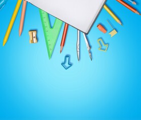 Canvas Print - School supplies on background. Back to school concept.