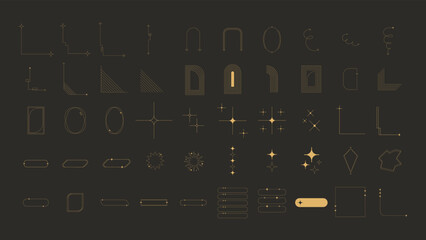 Aesthetic minimalist monoline elements. Vector illustration retro decorative line.