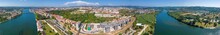 A Circular Aerial Panorama Of Coimbra And Mondego River