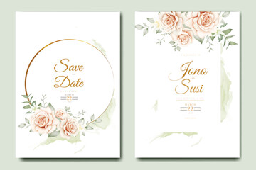 Beautiful hand drawn flower wedding invitation card set 