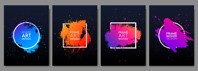 Wall Mural - vector frame for text. modern art graphics. dynamic frame stylish geometric black background. elemen