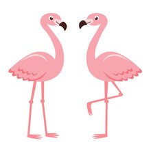 Isolated Vector Graphic Of Two Friendly, Cute Flamingos