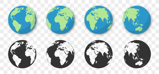 Poster - Earth Globe collection in different design. World map in globe icons