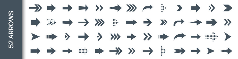 Aufkleber - Set of 52 arrows icon. Icons icon collection. Vector illustration