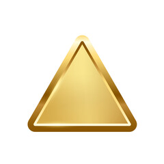 Wall Mural - gold triangle button with frame vector illustration. 3d golden glossy elegant design for empty emble