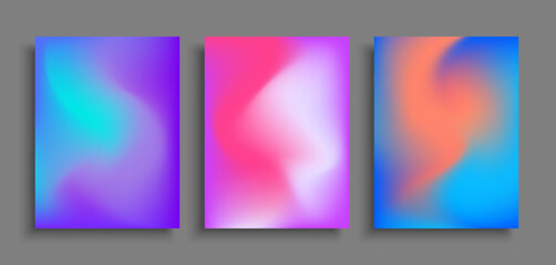 abstract blurred color gradient background set. modern template for brochures, flyers, posters, card