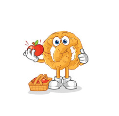 Canvas Print - pretzel eating an apple illustration. character vector