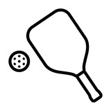 Fototapeta Boho - Pickleball paddle with ball line art vector icon for sports apps and websites
