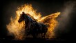 Leinwandbild Motiv illustration of a hell horse with fire