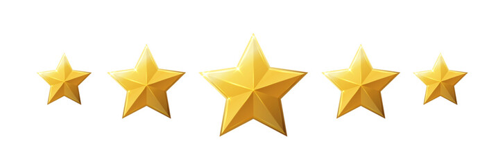 five stars icon. stars rating review icon.vector stars set of realistic metallic golden stars isolat
