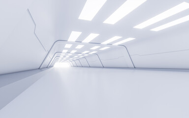 Sticker - Empty white tunnel with futuristic style, 3d rendering.