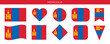Mongolia flag set. Vector illustration isolated on white background