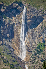 Wall Mural - view to the spanish pyrenees with a waterfall in the mountain