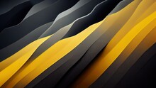 Draped Metal Plate With Yellow Color. 3D Render Of Grey Steel Texture With Yellow Color. Industrial Backdrop. Fabric Material Wallpaper. Clean Mordern Chrome Background.